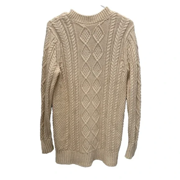 LL Bean Fisherman Cable Knit Sweater Cotton V Neck Men's Small Preppy Old Money - Picture 9 of 10